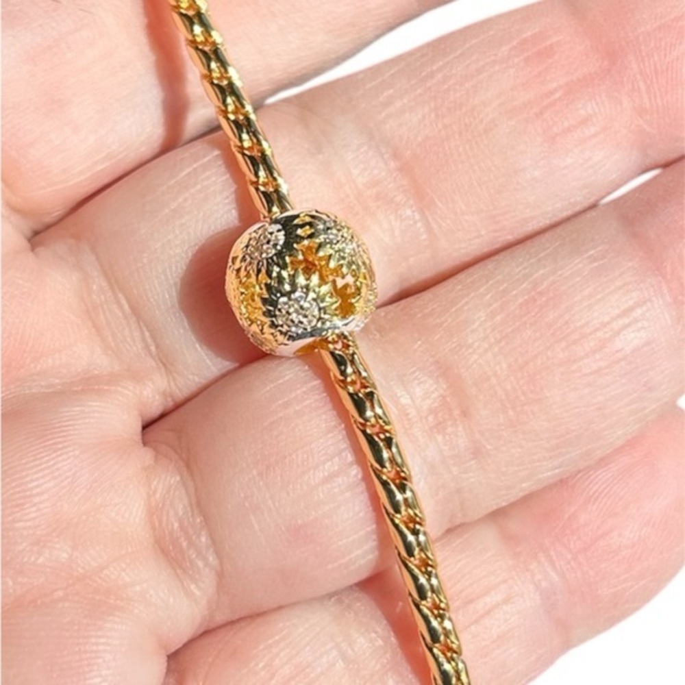 New .925/18k Sunflower Charm and Bracelet